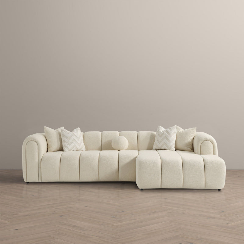 Beatrice - Modern Tufted Right Sectional Sofa - Ivory - R&R Furniture Gallery (Fountain Valley, CA)