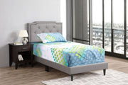 Button tufted upholstered bed by Glory Furniture with cozy, padded headboard and elegant design for comfortable bedroom decor.