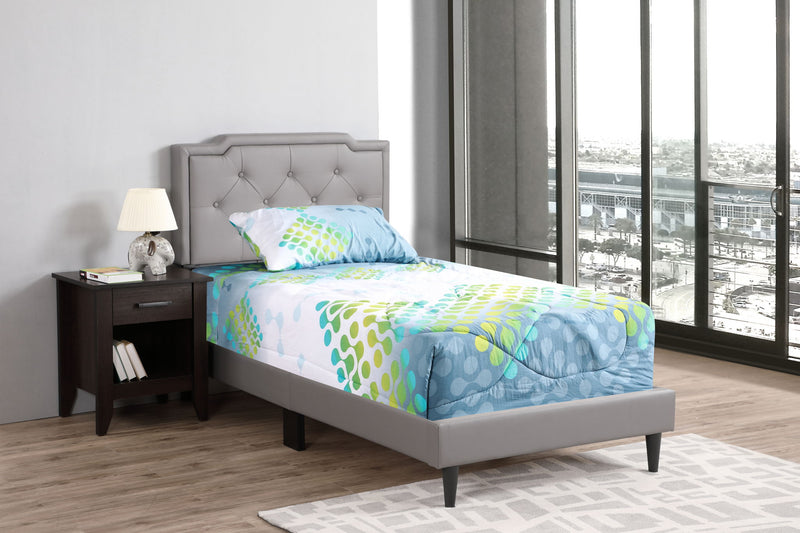 Button tufted upholstered bed by Glory Furniture with cozy, padded headboard and elegant design for comfortable bedroom decor.