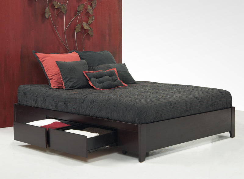Simple King-size Platform Storage Bed in Espresso