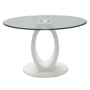 Larry - Glass Top Round Dining Table - White High Gloss - R&R Furniture Gallery (Fountain Valley, CA)