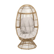 Noble House patio swivel basket egg chair with cushion, outdoor accent chair with woven wicker design and plush cushion for comfort.