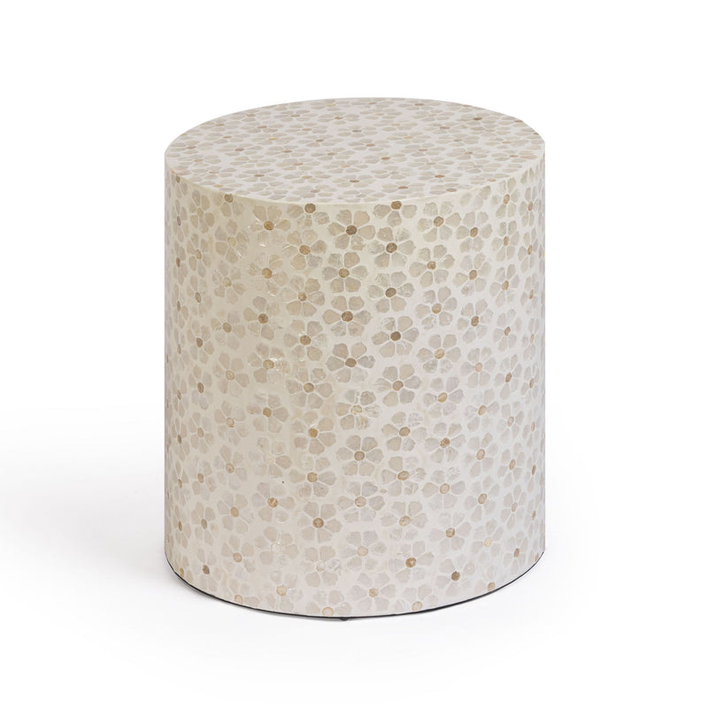 Lorna - Capiz Shell Motif Stool - Pearl Petal - R&R Furniture Gallery (Fountain Valley, CA)