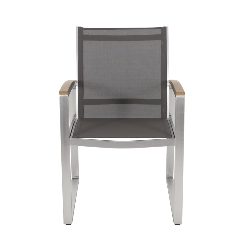 Poetic - Outdoor Dining Chair With Faux Wood Arms And Aluminum Frame (Set of 2) - Gray - R&R Furniture Gallery (Fountain Valley, CA)