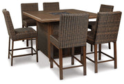 Paradise Trail - Square Bar Table w/Fire Pit - Medium Brown - R&R Furniture Gallery (Fountain Valley, CA)
