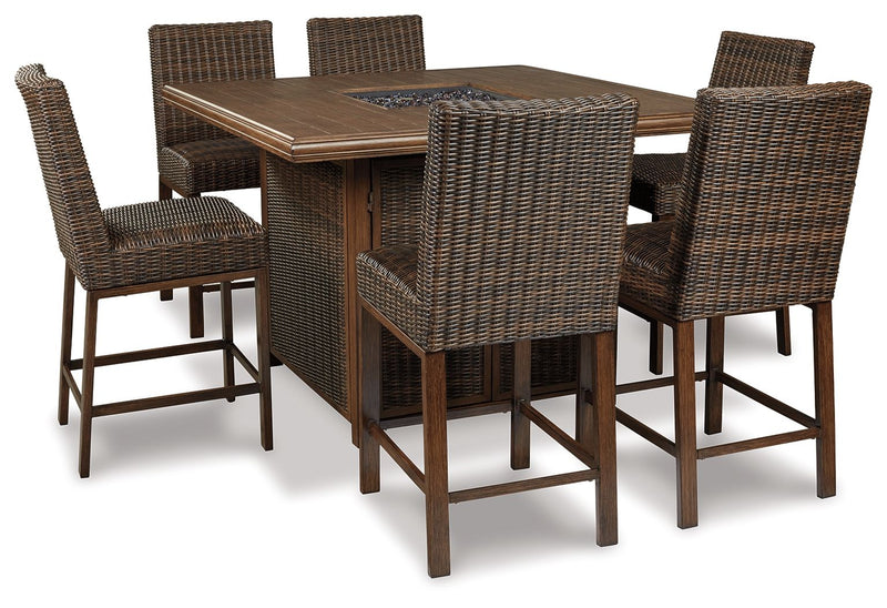 Paradise Trail - Square Bar Table w/Fire Pit - Medium Brown - R&R Furniture Gallery (Fountain Valley, CA)
