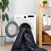 Maval - 8' X 10' Area Rug Washable - Black / Gray - R&R Furniture Gallery (Fountain Valley, CA)
