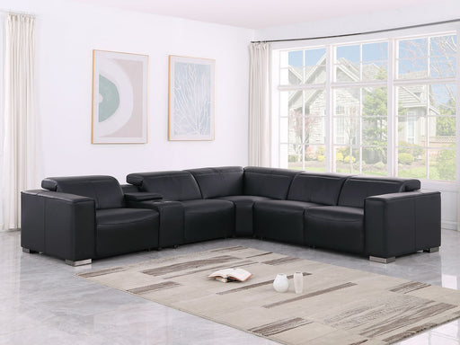 1208 - 6-Piece L-Shaped Leather Reclining Sectional With 3 Power Recliners - R&R Furniture Gallery (Fountain Valley, CA)