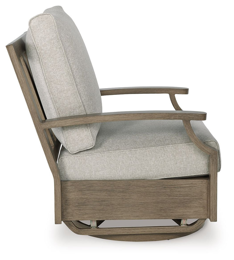 Rainier Ranch - Swivel Glider Chair With Cushion - Brown / Beige - R&R Furniture Gallery (Fountain Valley, CA)