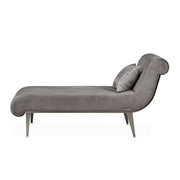 Roxbury Park - Velvet Chaise - Gray Pearl / Stainless Steel - R&R Furniture Gallery (Fountain Valley, CA)
