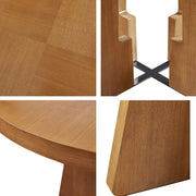 Round Dining Table With Pecan Wood Veneer - Walnut - R&R Furniture Gallery (Fountain Valley, CA)