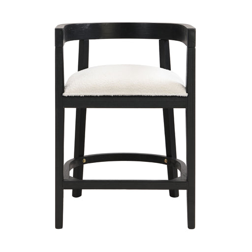 Set of Noble House modern rubberwood counter stools with upholstered seats, showcasing stylish seating for kitchen or bar area.