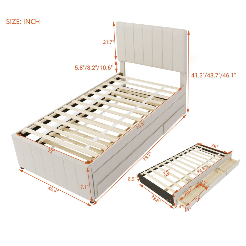 Upholstered Design Platform Bed With Trundle - R&R Furniture Gallery (Fountain Valley, CA)
