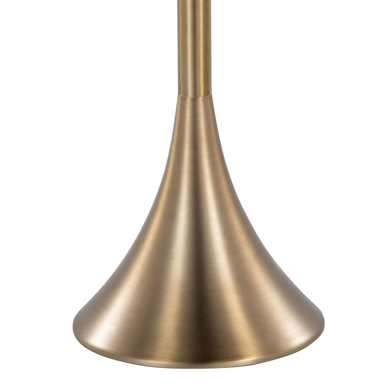 Lumi Source Lenuxe contemporary floor lamp with sleek metal stand and modern design, standing tall in a stylish living room setting.