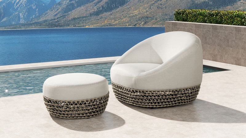 Willow - Round Upholstered Patio Ottoman - R&R Furniture Gallery (Fountain Valley, CA)