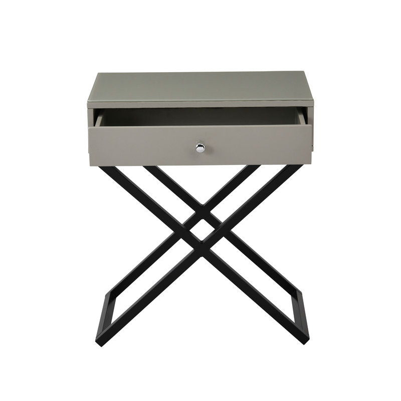 Koda - End Side Table Nightstand, Drawer And Cross Base - R&R Furniture Gallery (Fountain Valley, CA)