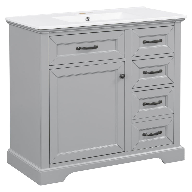 36" Bathroom Vanity With Sink, 2 Tip-Out Drawers, Soft Close Hinges - R&R Furniture Gallery (Fountain Valley, CA)