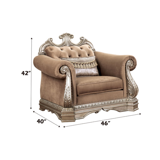 Northville - Chair With Pillow - Velvet & Antique Silver - R&R Furniture Gallery (Fountain Valley, CA)