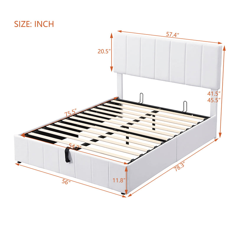 Elegant Upholstered Platform Bed With Hydraulic Storage System - R&R Furniture Gallery (Fountain Valley, CA)