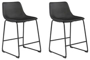 Pair of Signature Design by Ashley® Centiar upholstered barstools with cushioned seats and wooden legs, set of 2.
