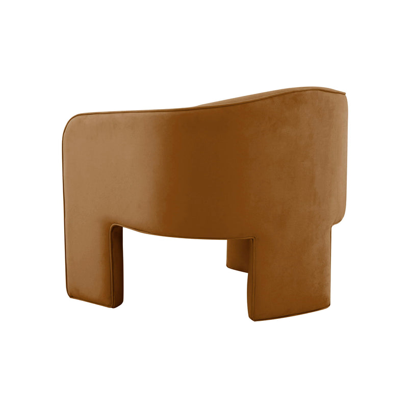 TOV Furniture Marla velvet accent arm chair with plush cushioning and modern design, shown in a cozy living room setting.
