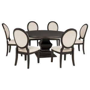 Twyla 7-piece Round Wood Dining Room Table Set Dark Cocoa