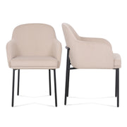 Pair of Sydney armchairs by TOV Furniture in neutral upholstery, featuring modern design and wooden legs.