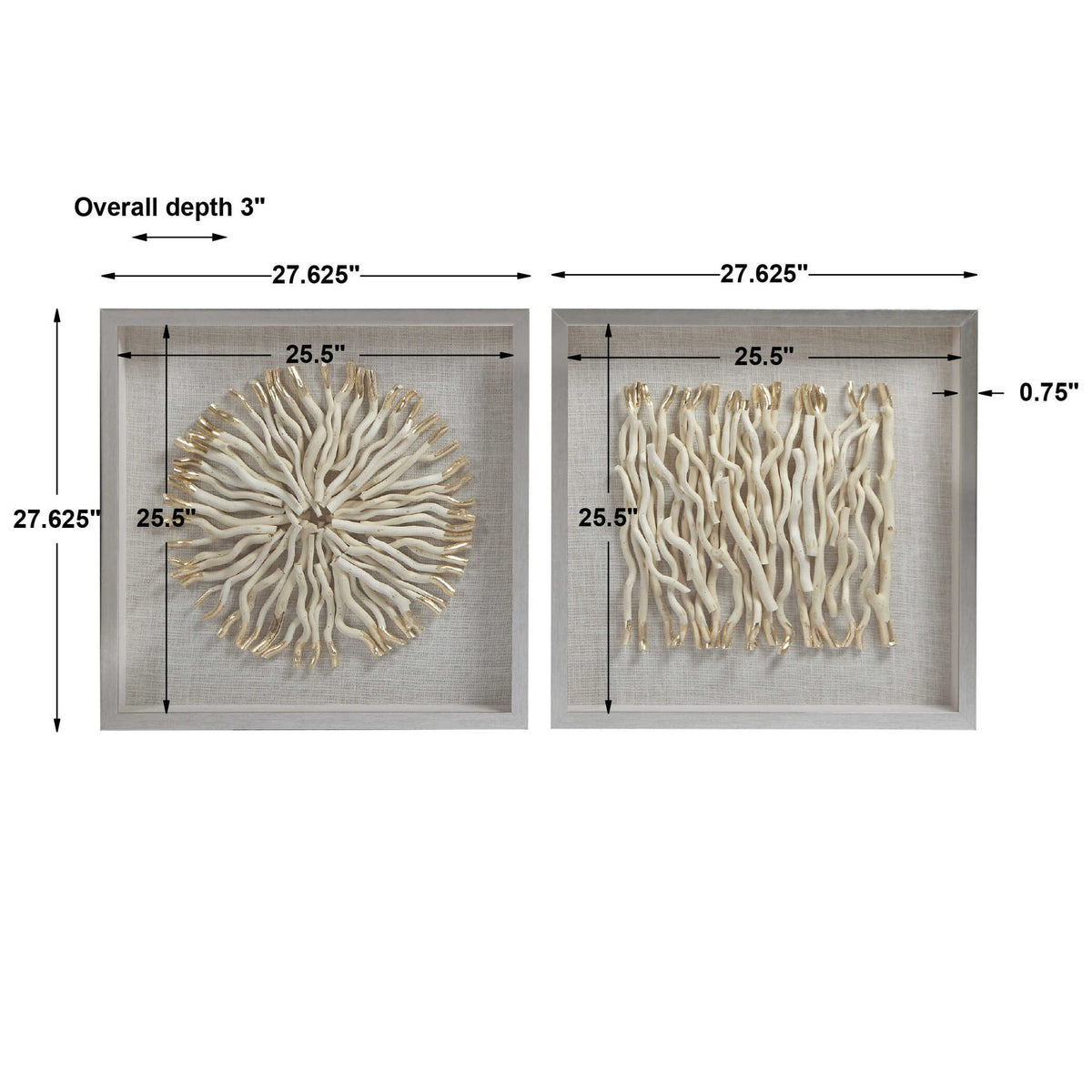 Leone - Shadow Boxes (Set of 2) - Brown / Gold / Silver