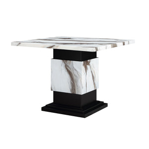 Sammi - Bar Table With And Pedestal Base - Black / White Print