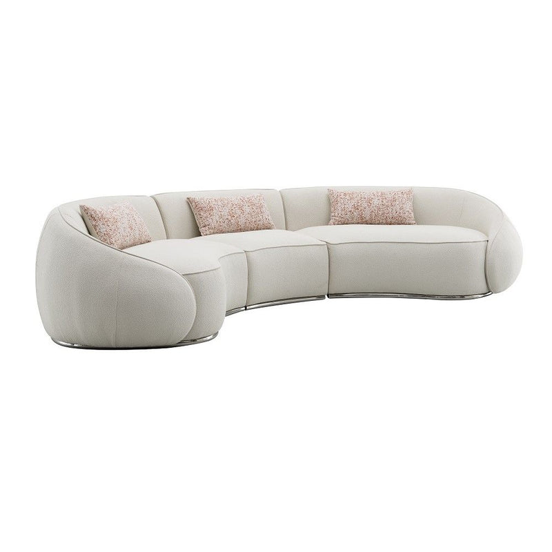 Sahara - Sectional Sofa With 3 Pillows - Beige Boucle - R&R Furniture Gallery (Fountain Valley, CA)