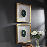 Keeva Agate Stone Shadow Box wall decor by Uttermost featuring gold accents and a natural agate stone design.