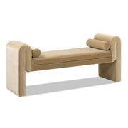 Mason - Arched Arm Bench With Bolster Pillows - Camel Brown Beige - R&R Furniture Gallery (Fountain Valley, CA)
