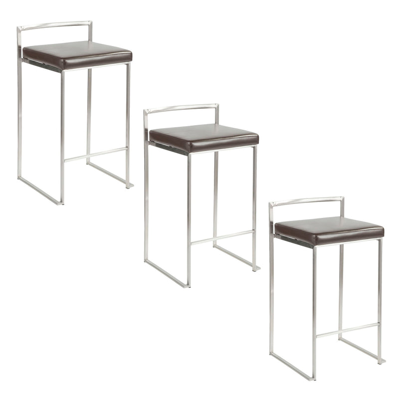 Lumi Source Fuji contemporary stackable counter stool with elegant design, featuring a sleek seat and modern wooden legs.