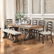 Pascaline - Side Chair (Set of 2) - Gray Fabric, Rustic Brown & Oak - R&R Furniture Gallery (Fountain Valley, CA)