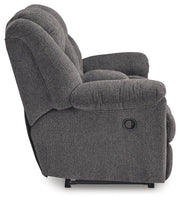 Foreside - Dbl Reclining Loveseat with Console - Charcoal - R&R Furniture Gallery (Fountain Valley, CA)