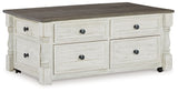 Havalance - Lift Top Cocktail Table with Storage Drawers - White / Gray - R&R Furniture Gallery (Fountain Valley, CA)