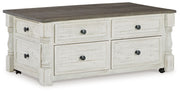 Havalance - Lift Top Cocktail Table with Storage Drawers - White / Gray - R&R Furniture Gallery (Fountain Valley, CA)