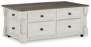Havalance - Lift Top Cocktail Table with Storage Drawers - White / Gray - R&R Furniture Gallery (Fountain Valley, CA)