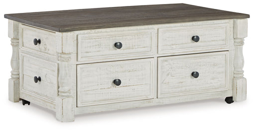 Havalance - Lift Top Cocktail Table with Storage Drawers - White / Gray - R&R Furniture Gallery (Fountain Valley, CA)