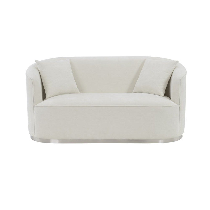 Odette - Loveseat With 2 Pillows - Beige Chenille - R&R Furniture Gallery (Fountain Valley, CA)