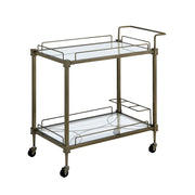 Aditya - Serving Cart - Mirrored & Antique Brass - R&R Furniture Gallery (Fountain Valley, CA)