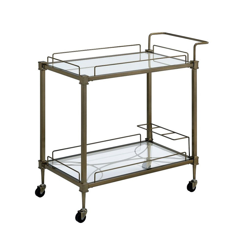 Aditya - Serving Cart - Mirrored & Antique Brass - R&R Furniture Gallery (Fountain Valley, CA)