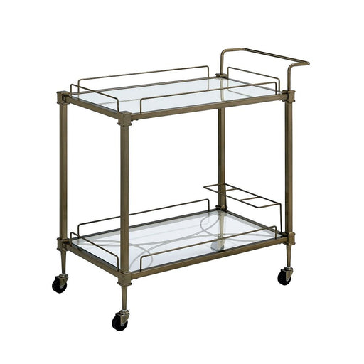 Aditya - Serving Cart - Mirrored & Antique Brass - R&R Furniture Gallery (Fountain Valley, CA)