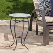 Outdoor Round Side Table With Mosaic Style Top And Curved Iron Legs - R&R Furniture Gallery (Fountain Valley, CA)