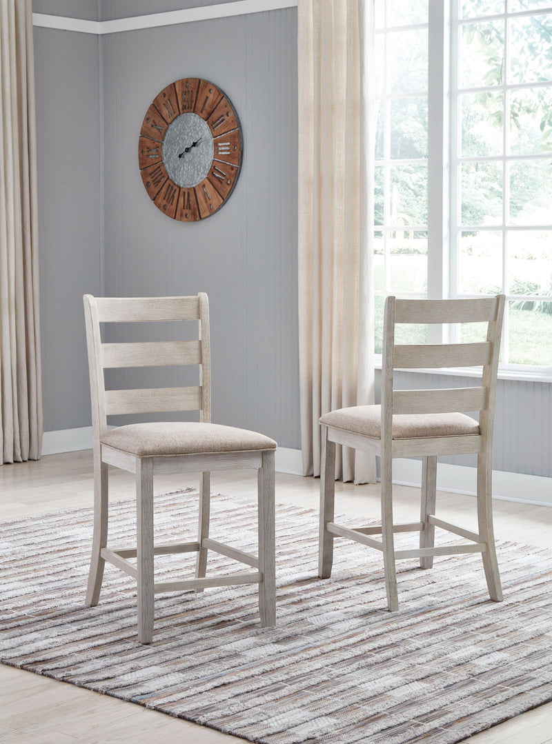 Skempton - Upholstered Barstool (Set of 2) - White - R&R Furniture Gallery (Fountain Valley, CA)