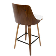 Set of two Lumi Source Gianna mid-century modern counter stools with wooden legs and upholstered seats.