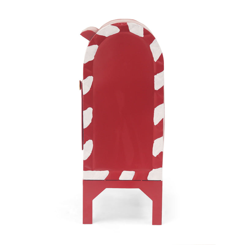 Red Christmas mailbox decoration with festive holiday design and classic charm, by Noble House.