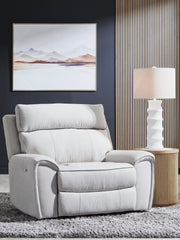 Social Pointe - Power Recliner / Adjustable Headrest - Pearl / Ash - R&R Furniture Gallery (Fountain Valley, CA)