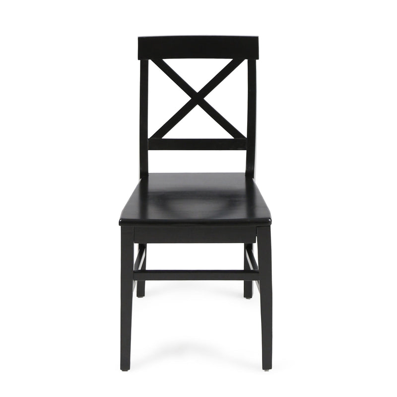 Set of two Noble House Plethora dining chairs with X-shaped back, featuring sleek modern design and sturdy construction.