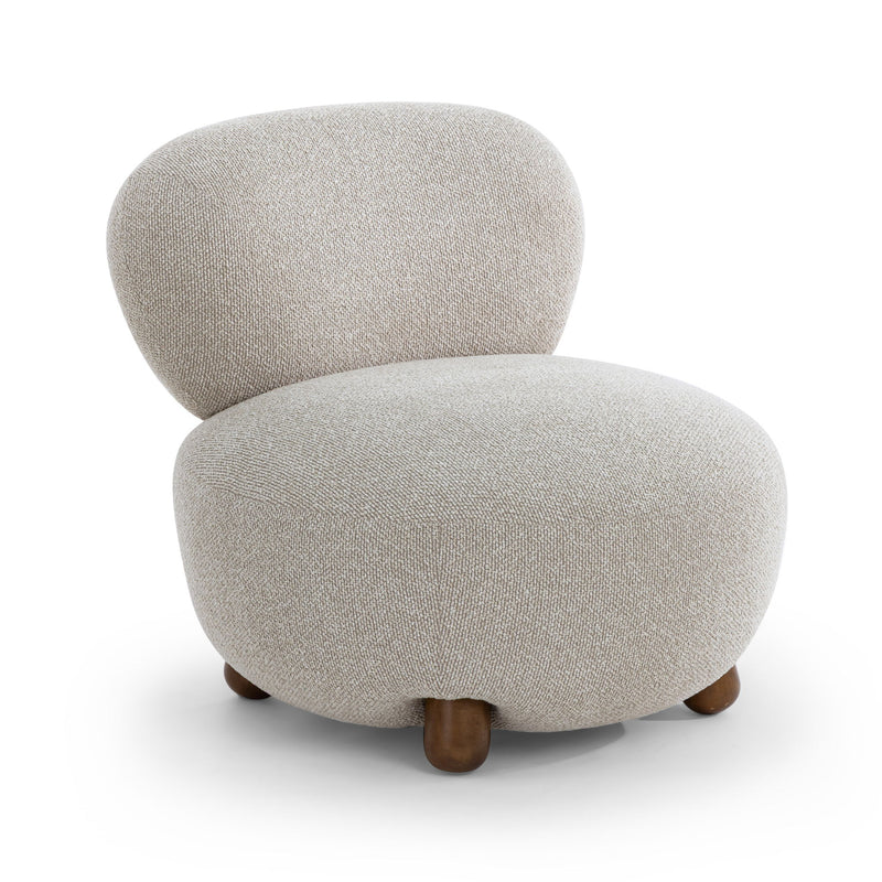 TOV Furniture Pucker Accent Chair in warm gray with an armless design and modern style, showcasing soft upholstery and sleek lines.